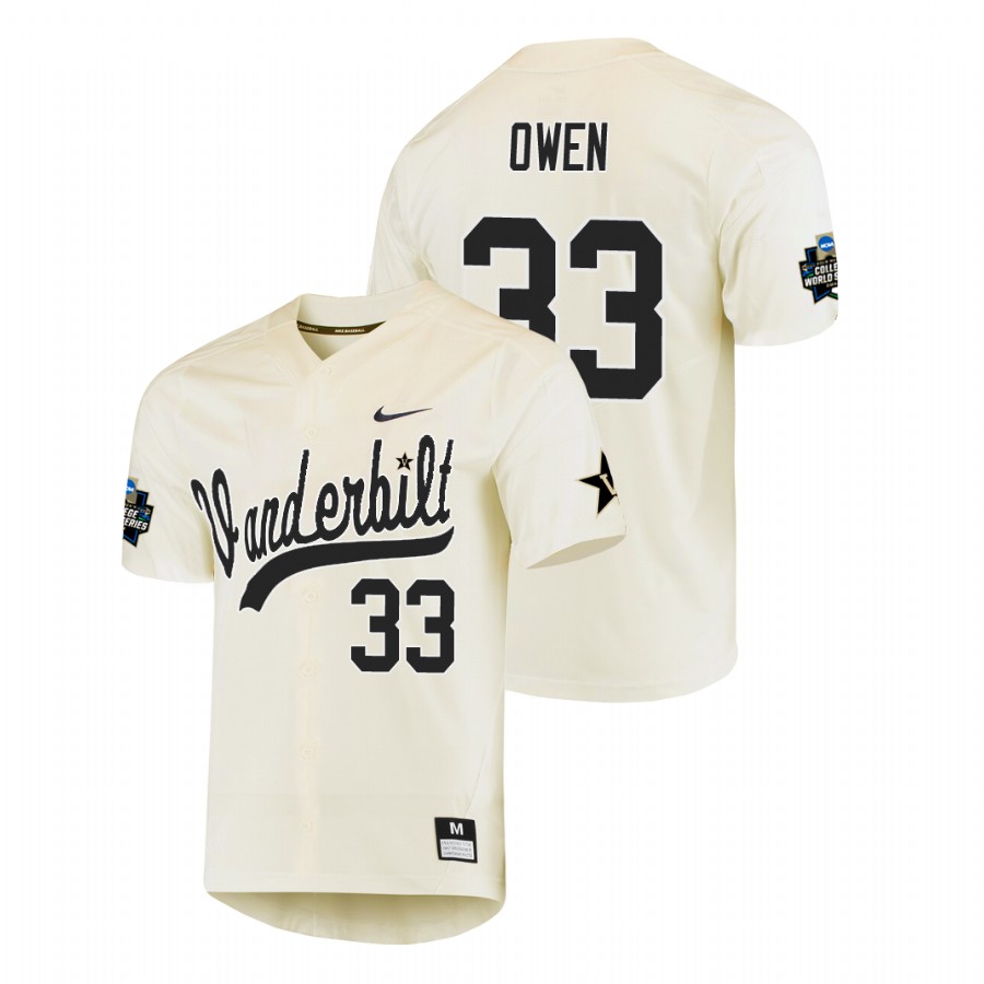 men's vanderbilt commodores hunter owen baseball college world series cream jersey