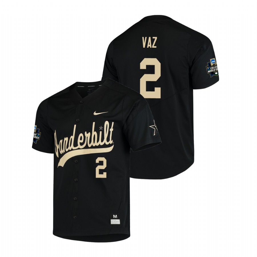 men's vanderbilt commodores javier vaz baseball college world series black jersey
