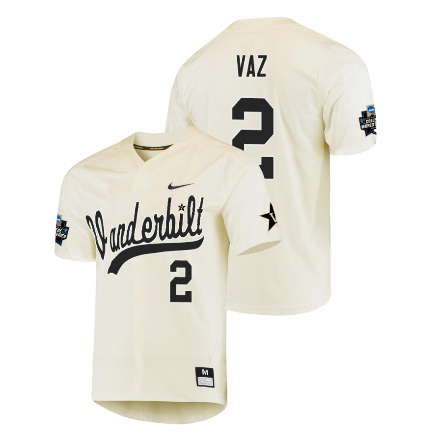 men's vanderbilt commodores javier vaz baseball college world series cream jersey