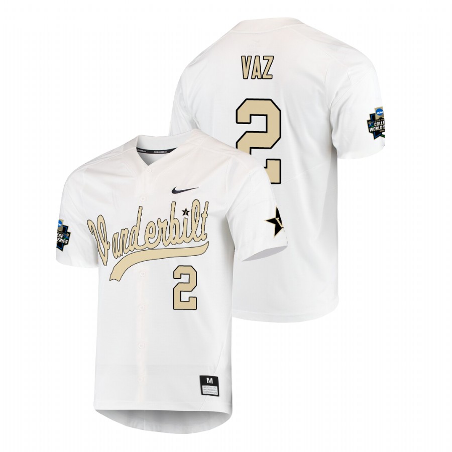 men's vanderbilt commodores javier vaz baseball college world series white jersey