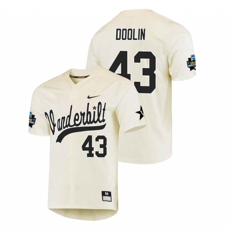 men's vanderbilt commodores michael doolin baseball college world series cream jersey