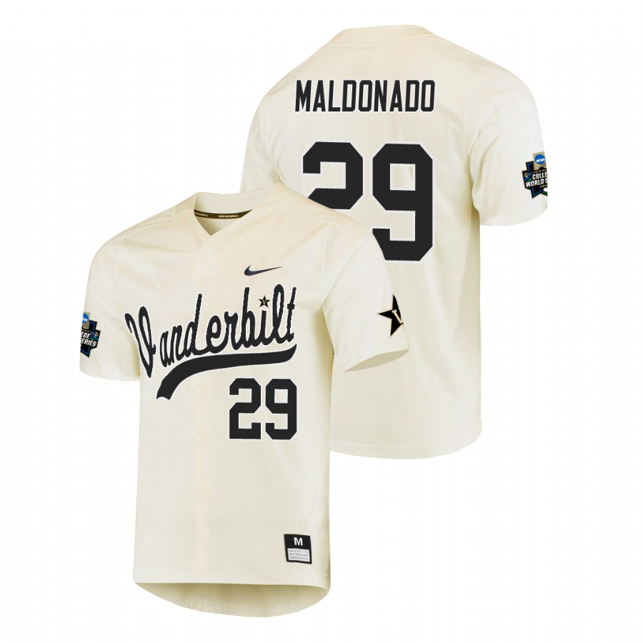 men's vanderbilt commodores nick maldonado baseball college world series cream jersey