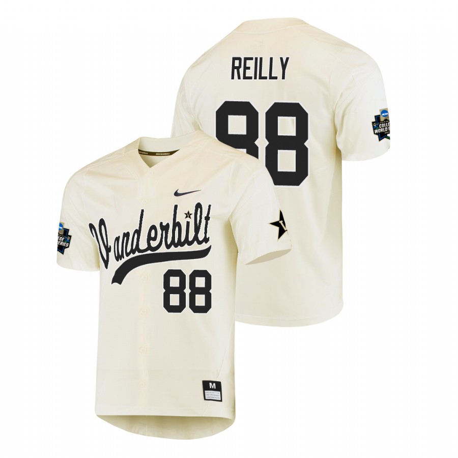 men's vanderbilt commodores patrick reilly baseball college world series cream jersey