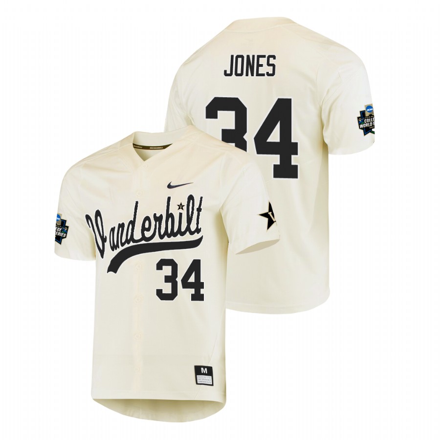 men's vanderbilt commodores spencer jones baseball college world series cream jersey