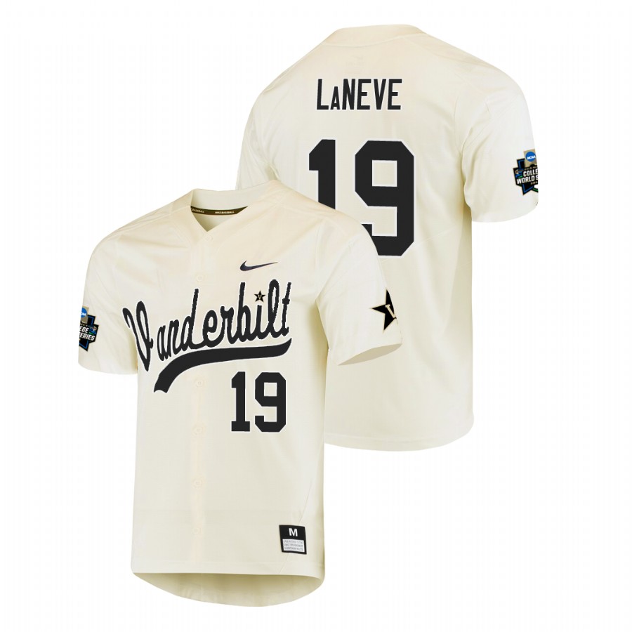 men's vanderbilt commodores troy laneve baseball college world series cream jersey