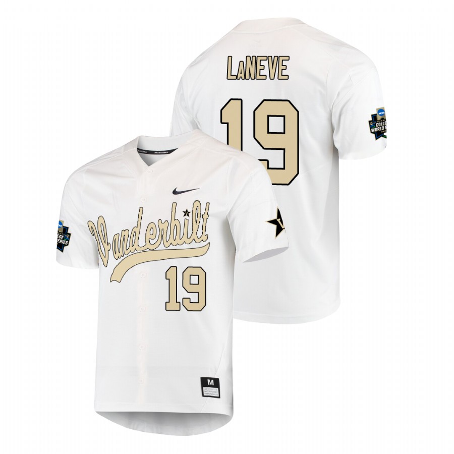 men's vanderbilt commodores troy laneve baseball college world series white jersey