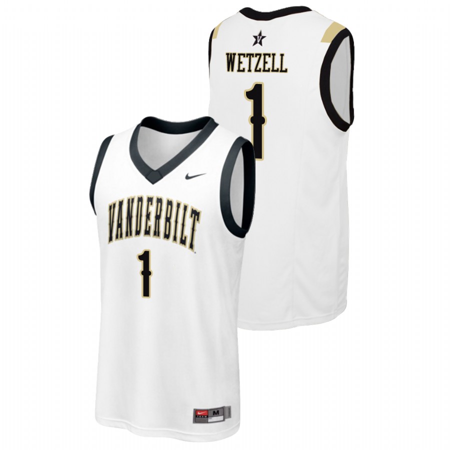 men's vanderbilt commodores yanni wetzell white replica college basketball jersey