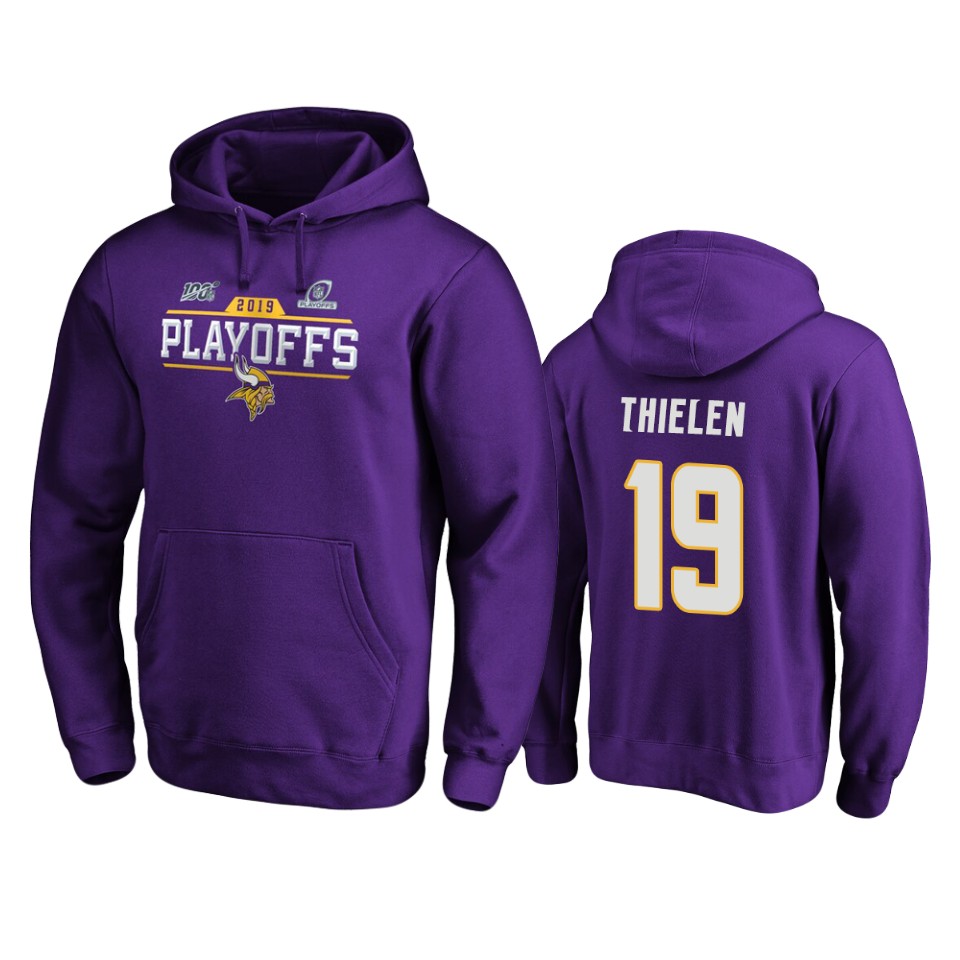 men's vikings adam thielen purple 2019 nfl playoffs chip shot pullover hoodie