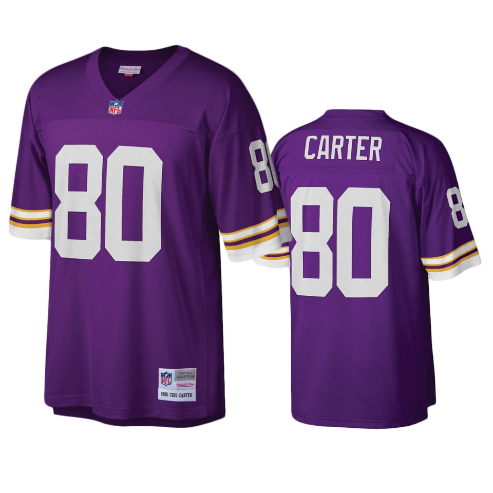 men's vikings cris carter purple legacy replica jersey