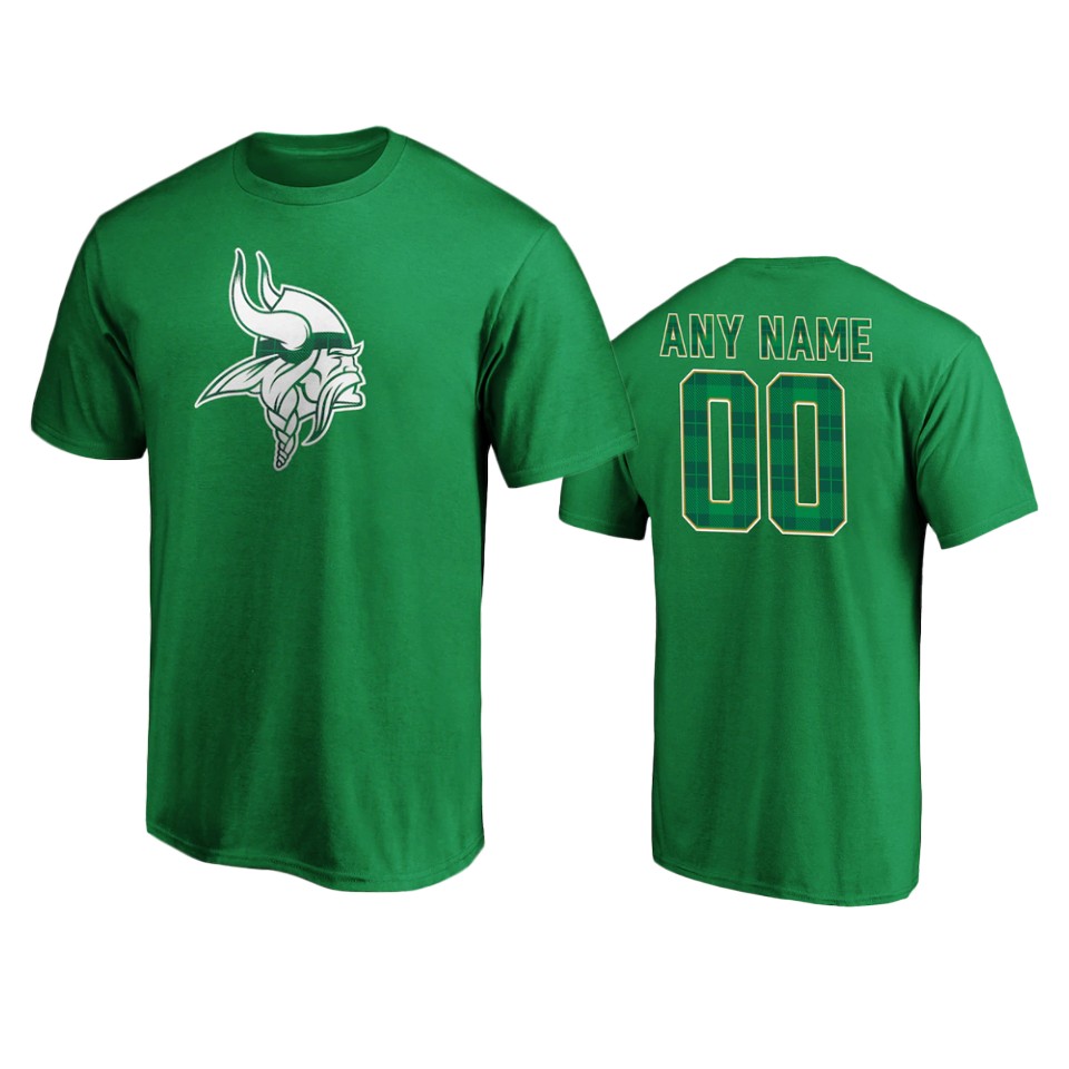 men's vikings custom green st. patrick's day emerald plaid t shirt