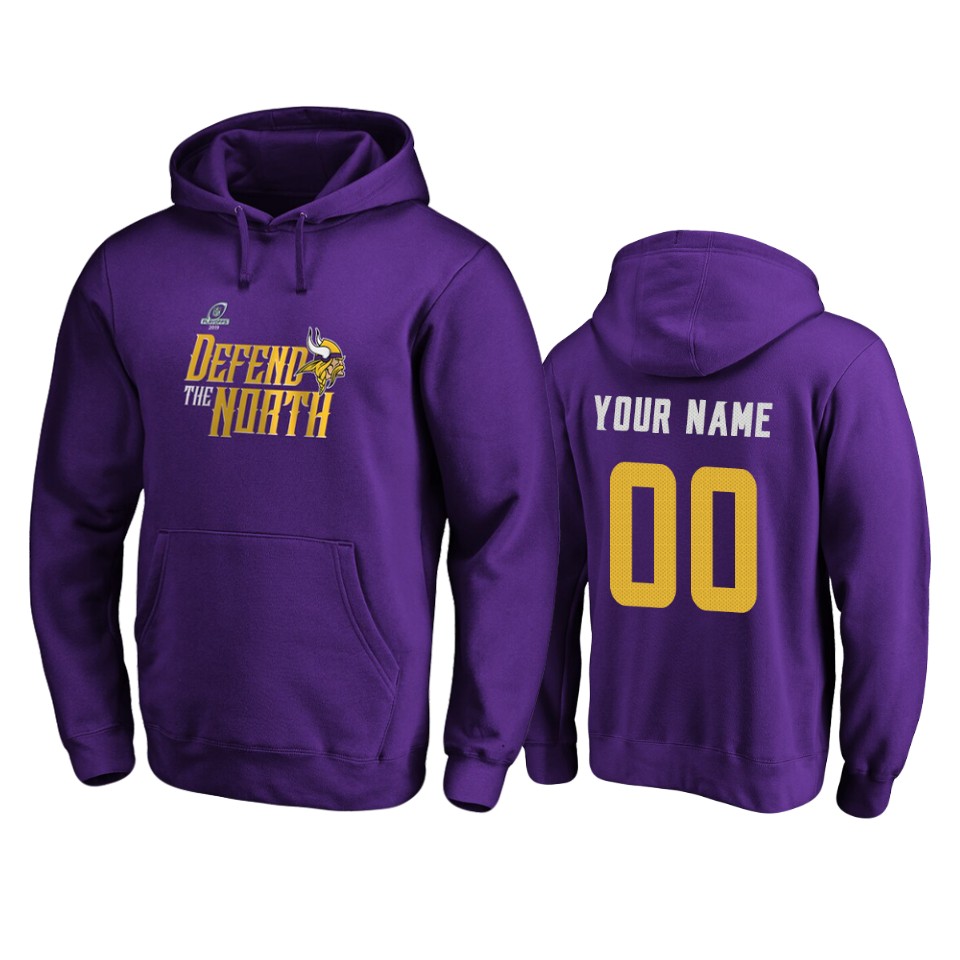 men's vikings custom purple 2019 nfl playoffs hometown checkdown pullover hoodie