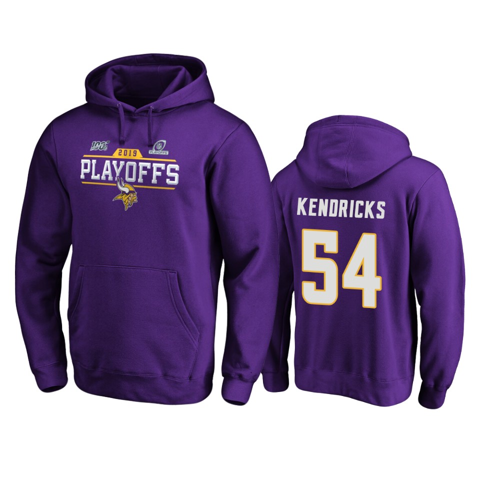 men's vikings eric kendricks purple 2019 nfl playoffs chip shot pullover hoodie