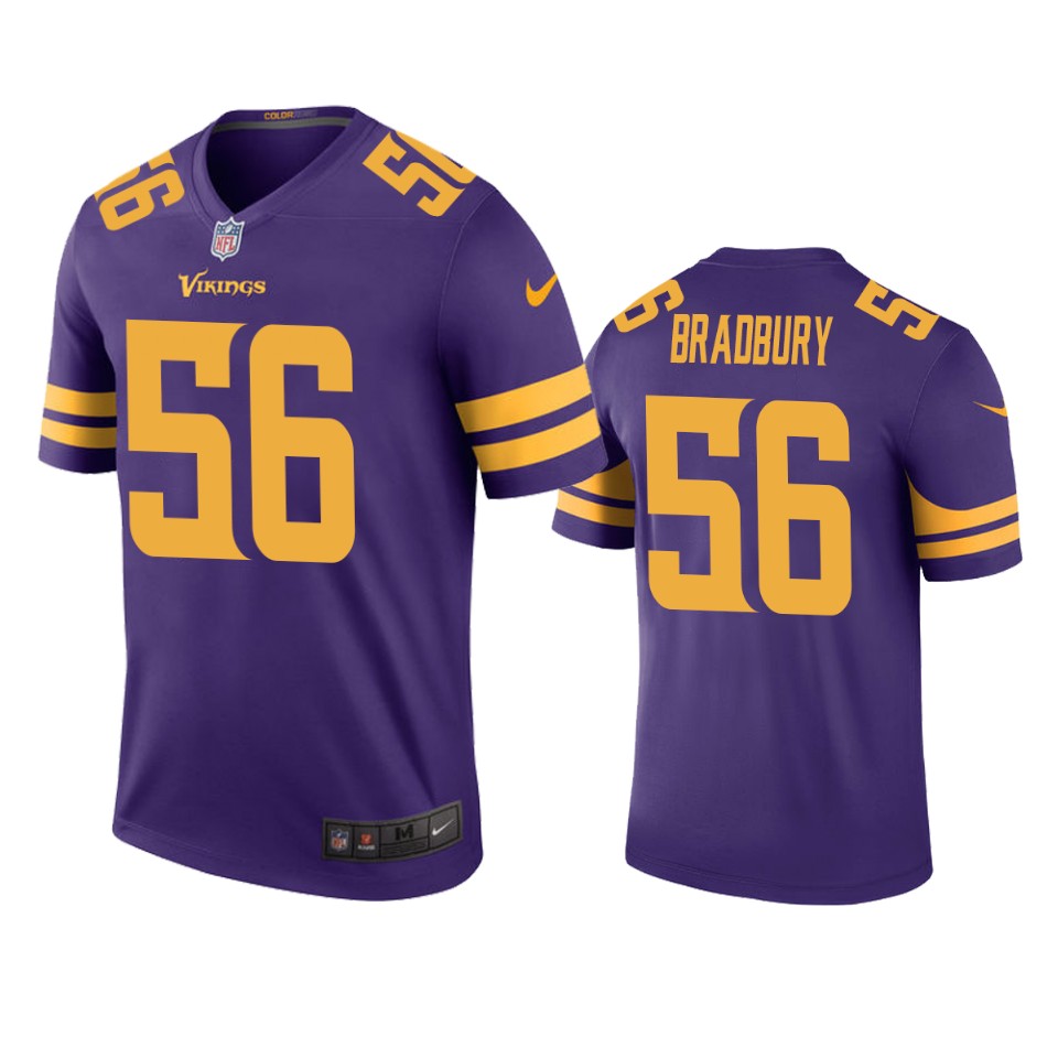 men's vikings garrett bradbury purple color rush legend jersey