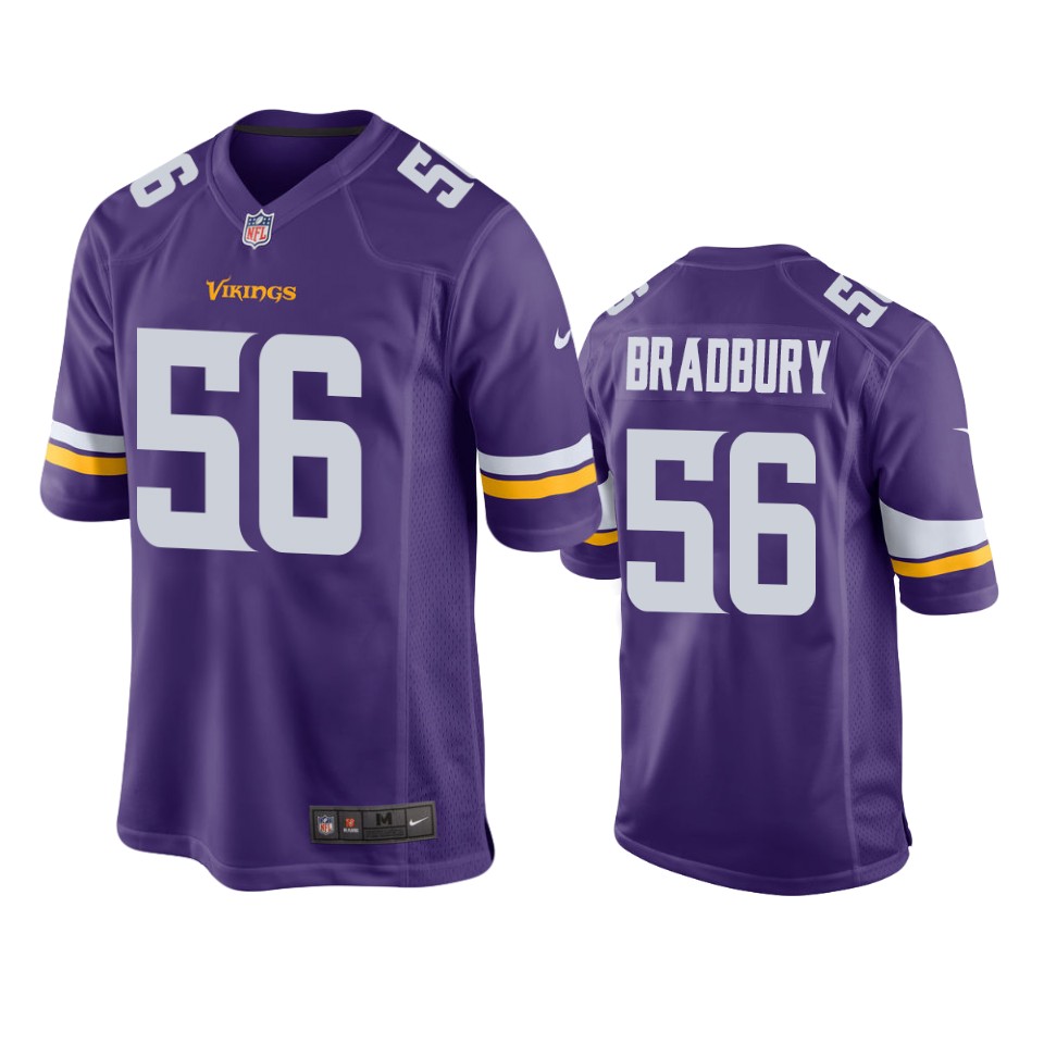 men's vikings garrett bradbury purple game jersey