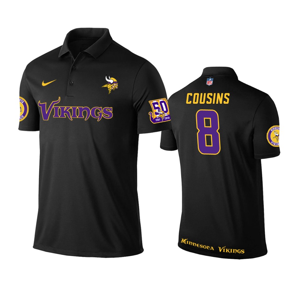 men's vikings kirk cousins black player performance polo