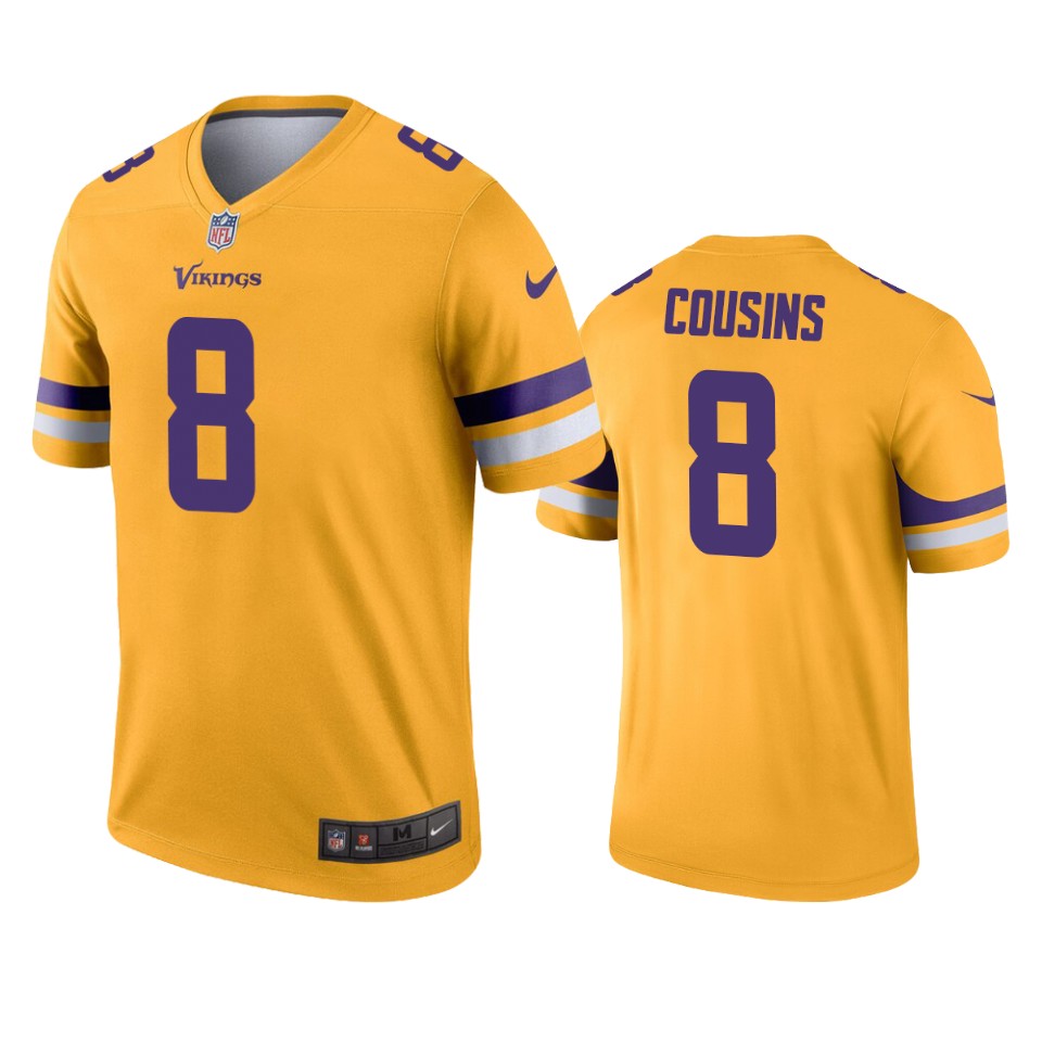 men's vikings kirk cousins gold inverted legend jersey
