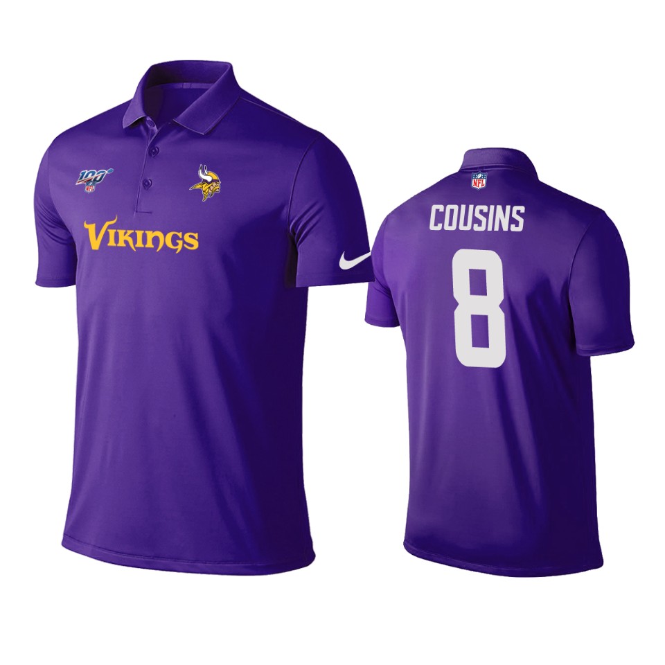 men's vikings kirk cousins purple 100th season polo