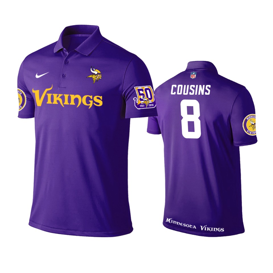 men's vikings kirk cousins purple player performance polo