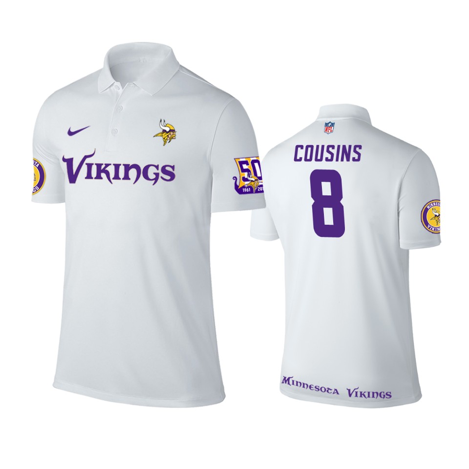 men's vikings kirk cousins white player performance polo
