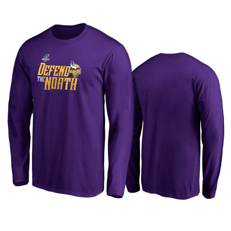 men's vikings purple 2019 nfl playoffs hometown checkdown long sleeve t shirt