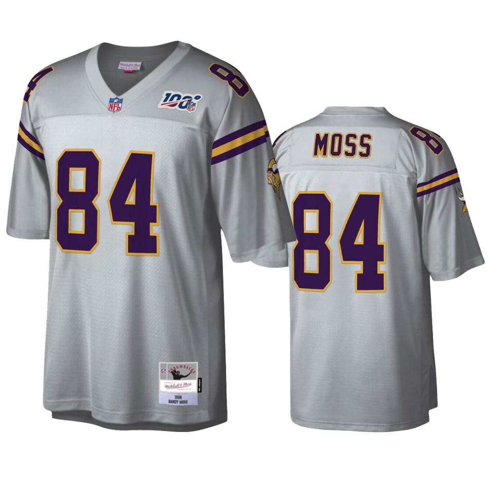 men's vikings randy moss platinum legacy nfl 100 jersey