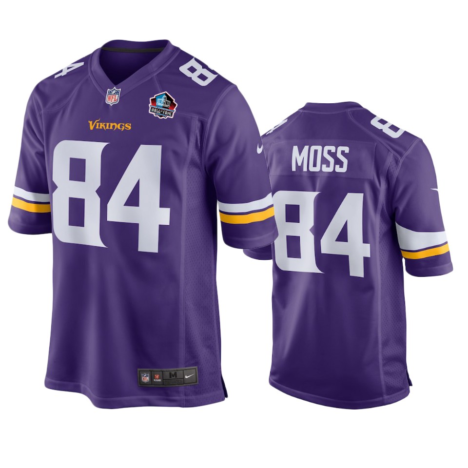 men's vikings randy moss purple hall of fame jersey
