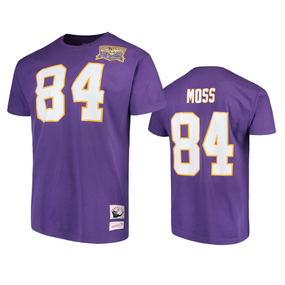men's vikings randy moss purple retired player t shirt