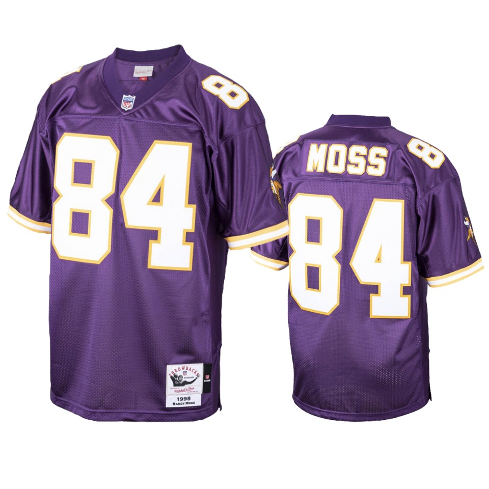 men's vikings randy moss purple throwback 1998 authentic jersey