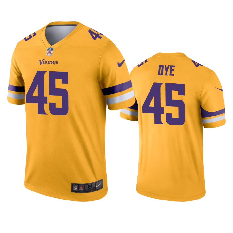 men's vikings troy dye gold inverted legend jersey