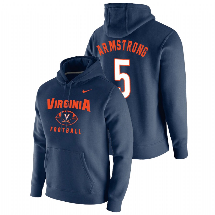 men's virginia cavaliers brennan armstrong football pullover navy oopty oop hoodie