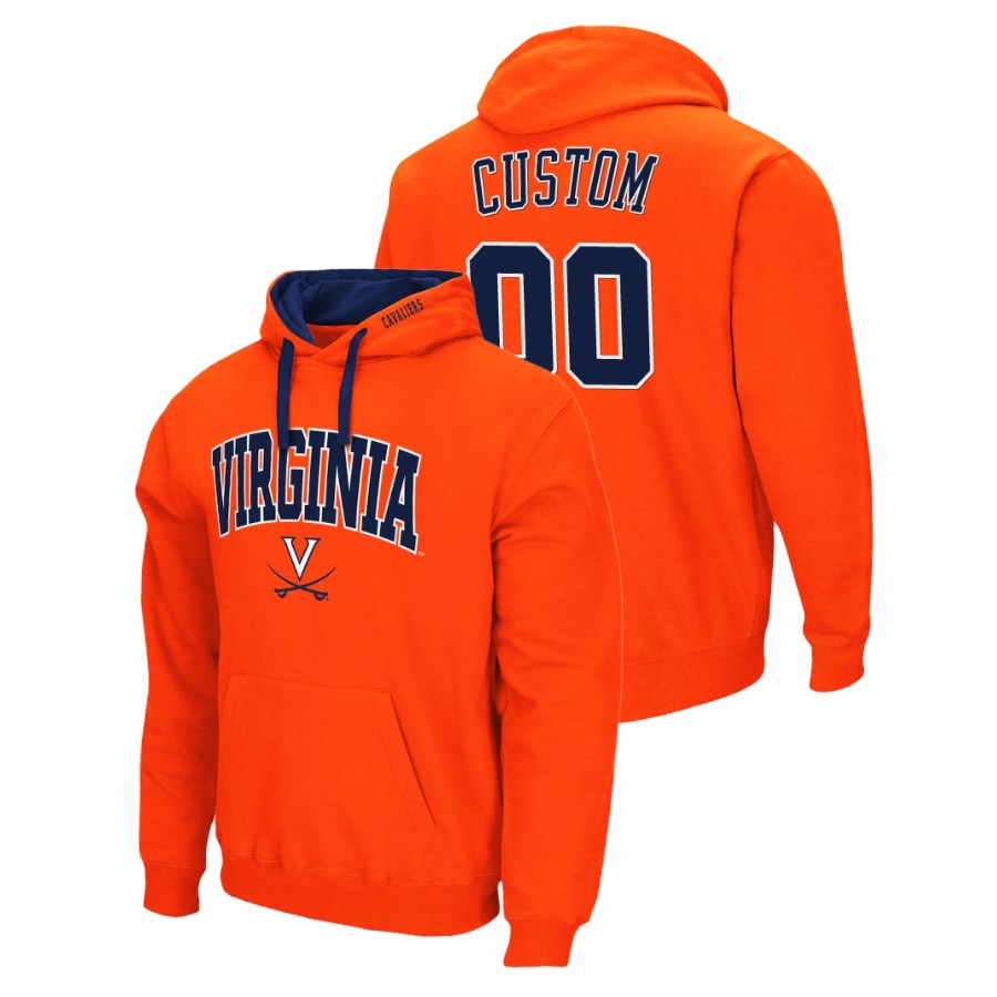 men's virginia cavaliers custom pullover orange arch & logo 2.0 hoodie 0a