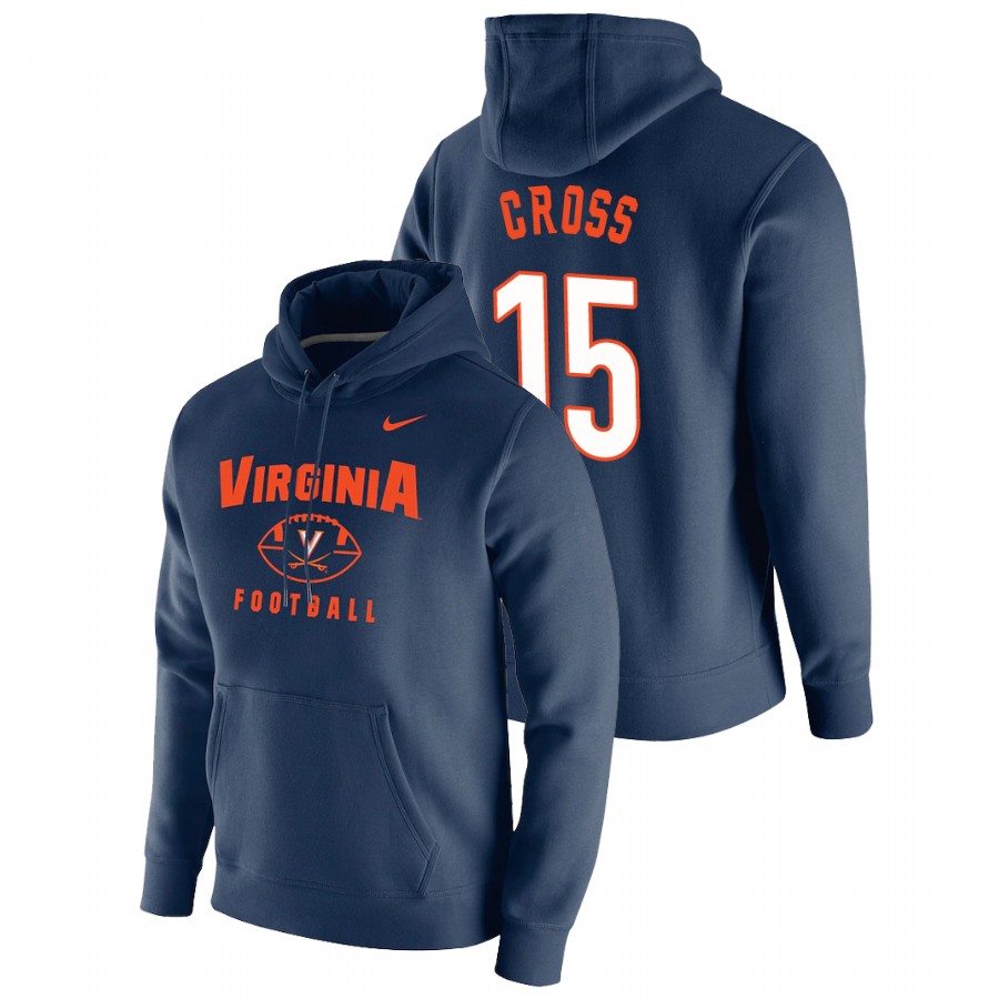 men's virginia cavaliers de'vante cross football pullover navy oopty oop hoodie