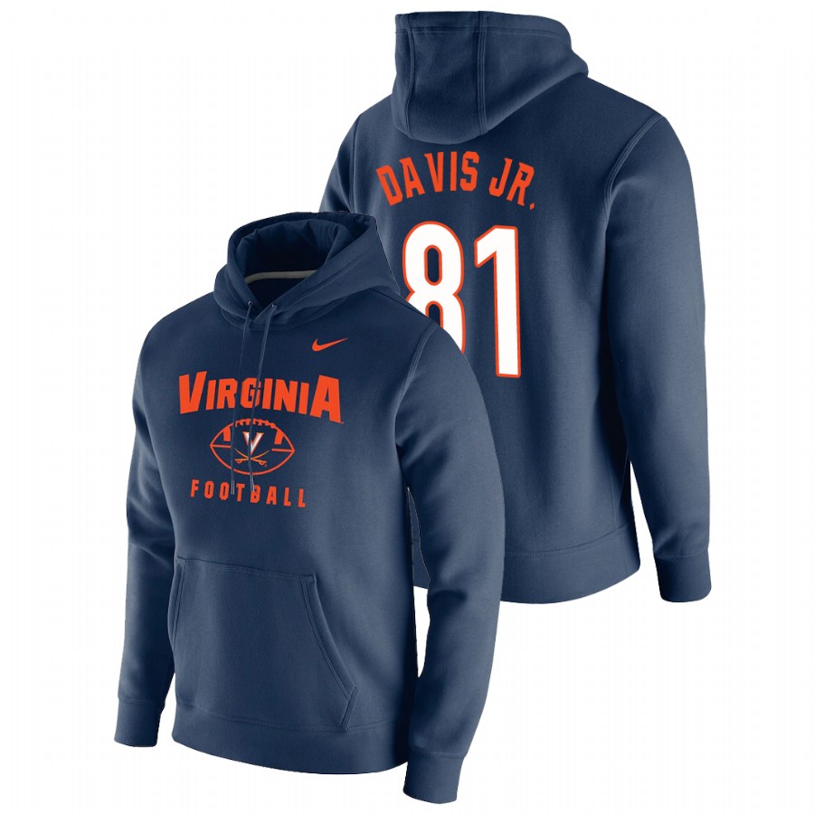 men's virginia cavaliers lavel davis jr. football pullover navy oopty oop hoodie