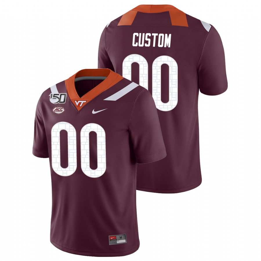 men's virginia tech hokies 00 custom maroon game college football jersey