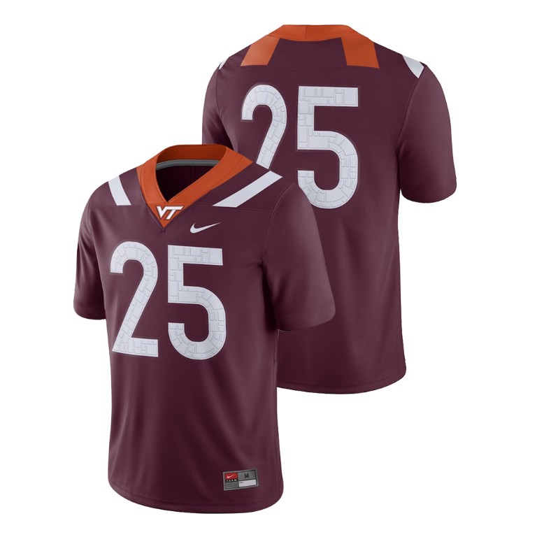 men's virginia tech hokies 25 maroon college football 2018 game jersey