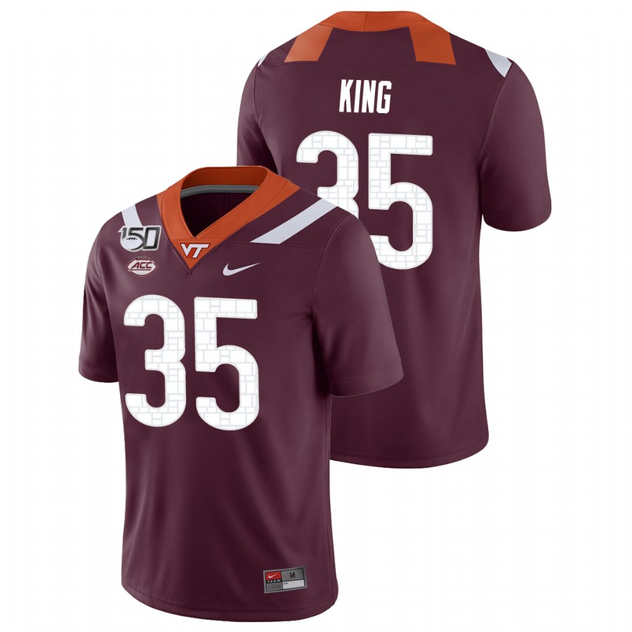 men's virginia tech hokies 35 keshawn king maroon game college football jersey