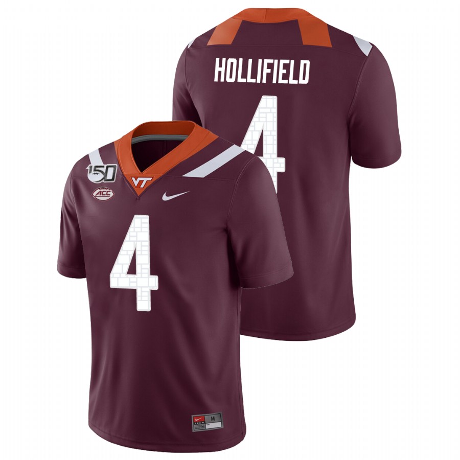 men's virginia tech hokies 4 dax hollifield maroon game college football jersey