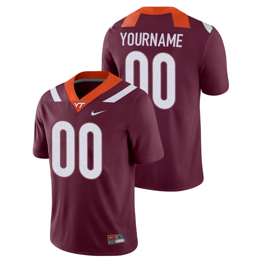men's virginia tech hokies custom maroon game football jersey