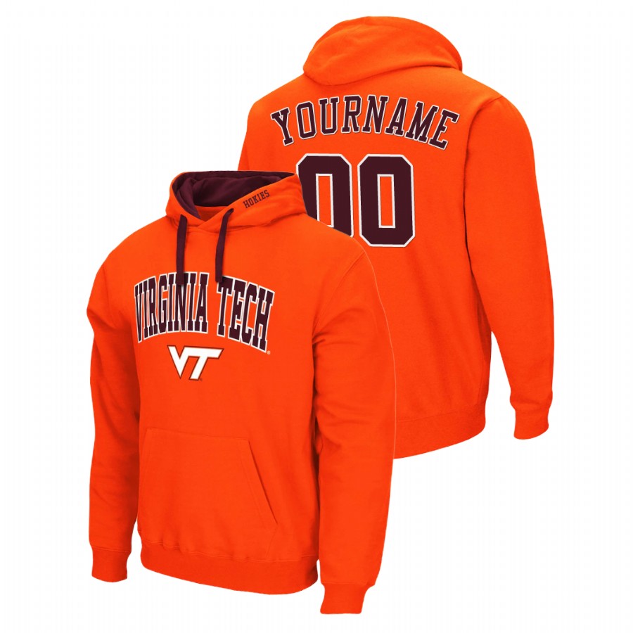 men's virginia tech hokies custom pullover orange arch & logo 2.0 hoodie 0a