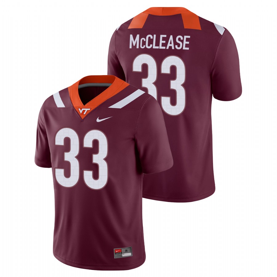 men's virginia tech hokies deshawn mcclease maroon game football jersey