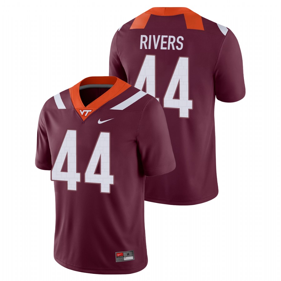 men's virginia tech hokies dylan rivers maroon game football jersey