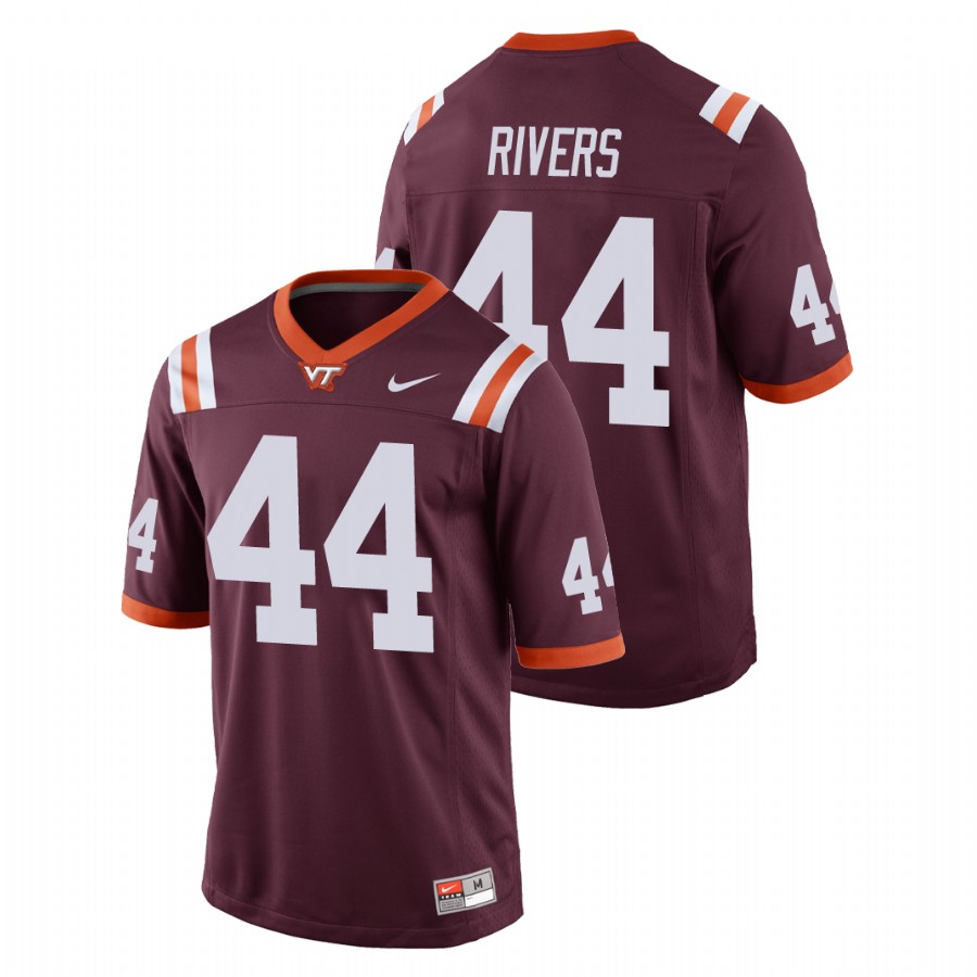 men's virginia tech hokies dylan rivers maroon replica football game jersey
