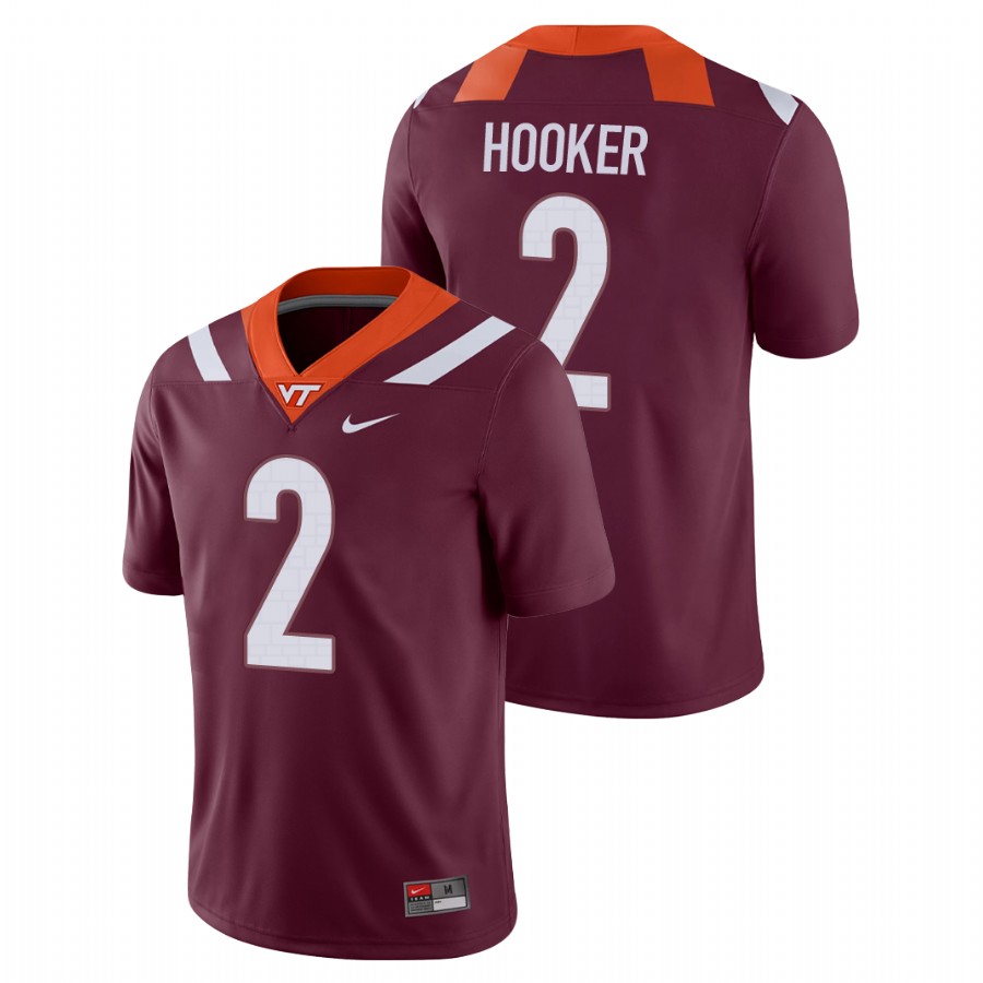 men's virginia tech hokies hendon hooker maroon game football jersey