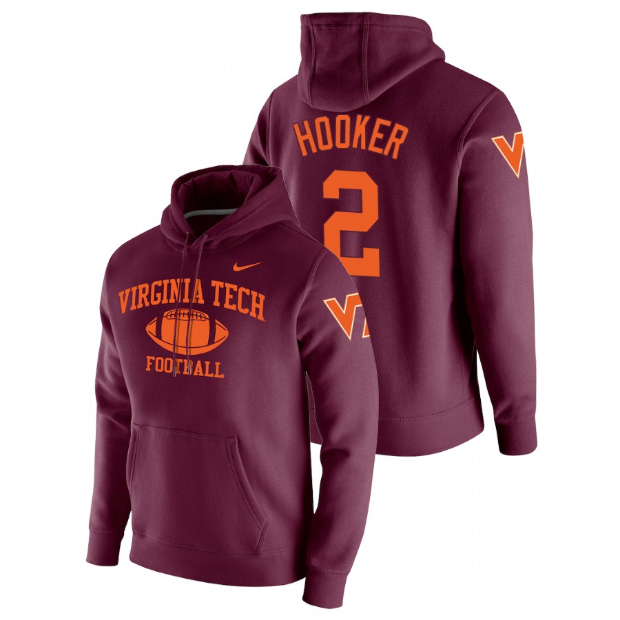 men's virginia tech hokies hendon hooker pullover maroon retro football hoodie