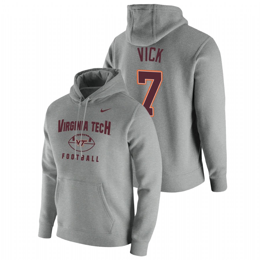 men's virginia tech hokies michael vick football pullover gray oopty oop hoodie