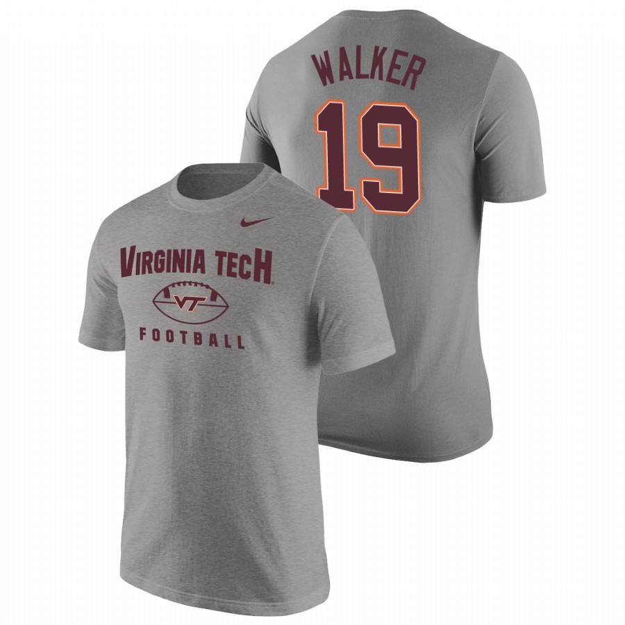 men's virginia tech hokies oopty oop football j.r. walker heathered gray t shirt
