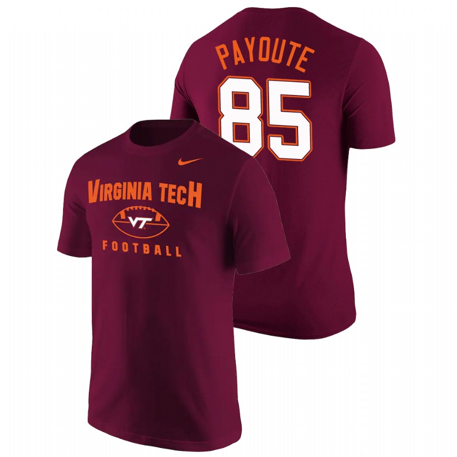 men's virginia tech hokies oopty oop football jaden payoute maroon t shirt