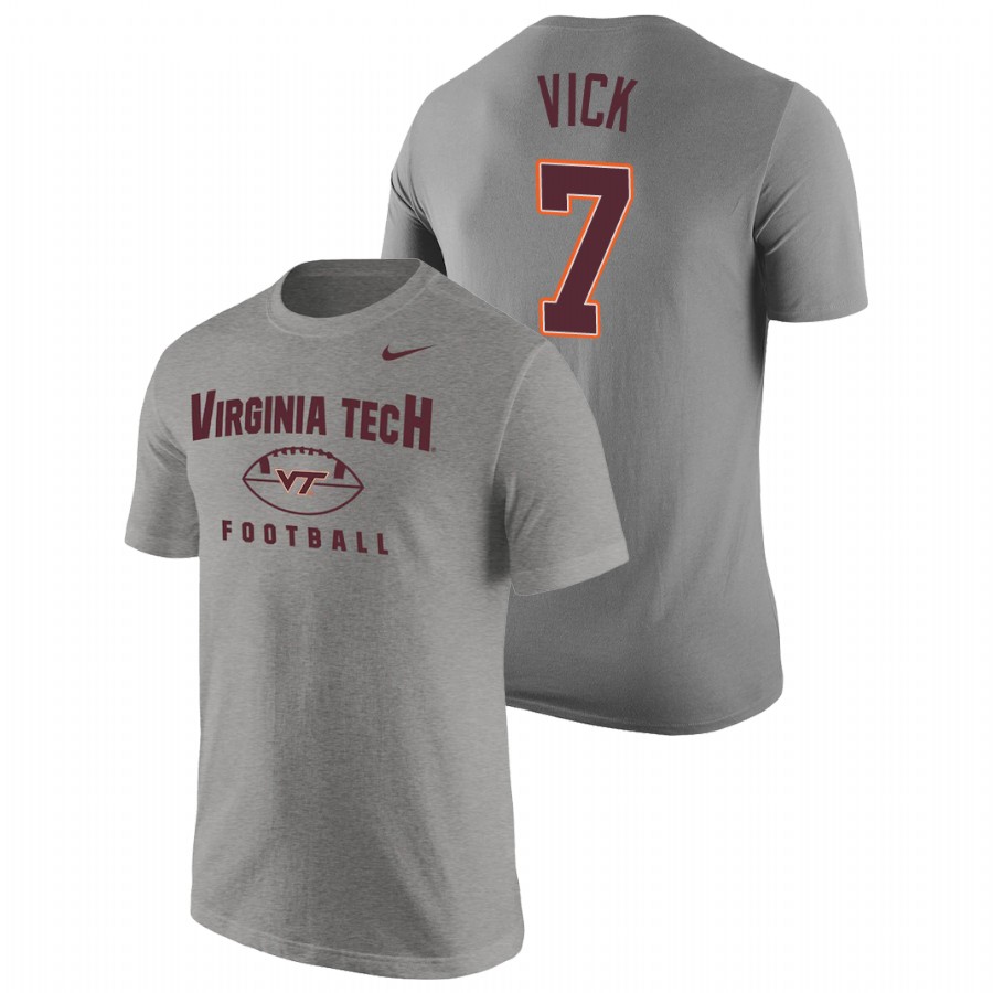 men's virginia tech hokies oopty oop football michael vick heathered gray t shirt