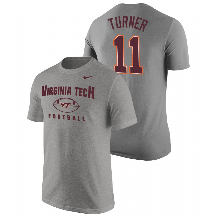 men's virginia tech hokies oopty oop football tre turner heathered gray t shirt
