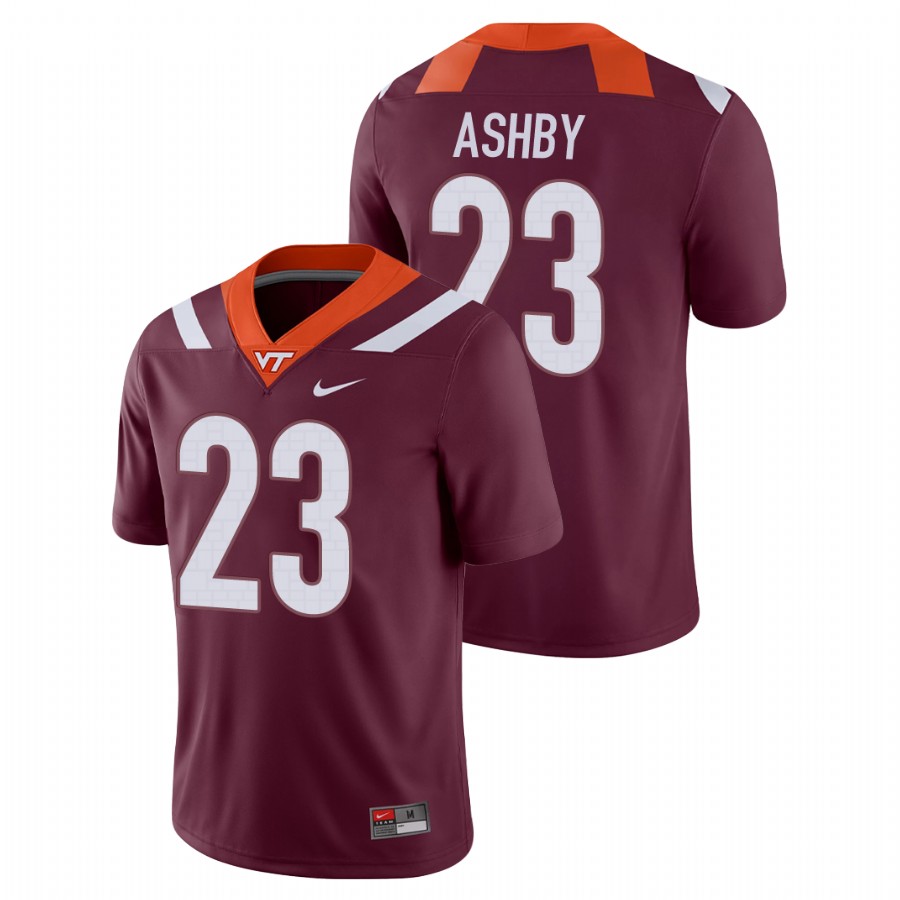 men's virginia tech hokies rayshard ashby maroon game football jersey